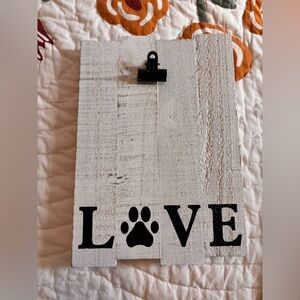 White Love Sign with Paw Print